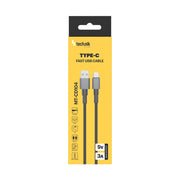 Technik Töltő-és Adatkábel Braided USB-A / USB-C 5V 3A 1m Fekete